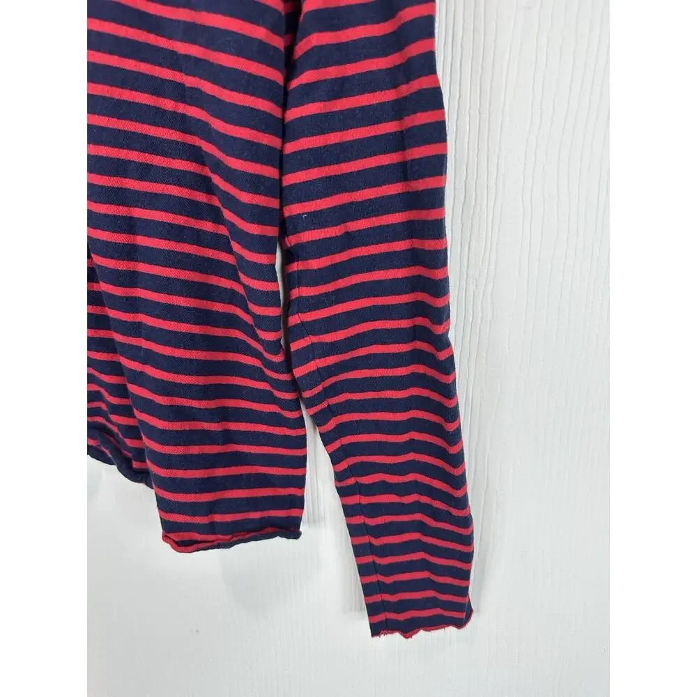 Frank And Eileen Women’s Blue Red Stripped Popover Henley Size M - Picture 2 of 10